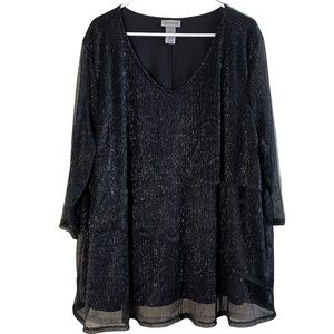Catherine’s Black Sparkle Sheer Blouse 3X